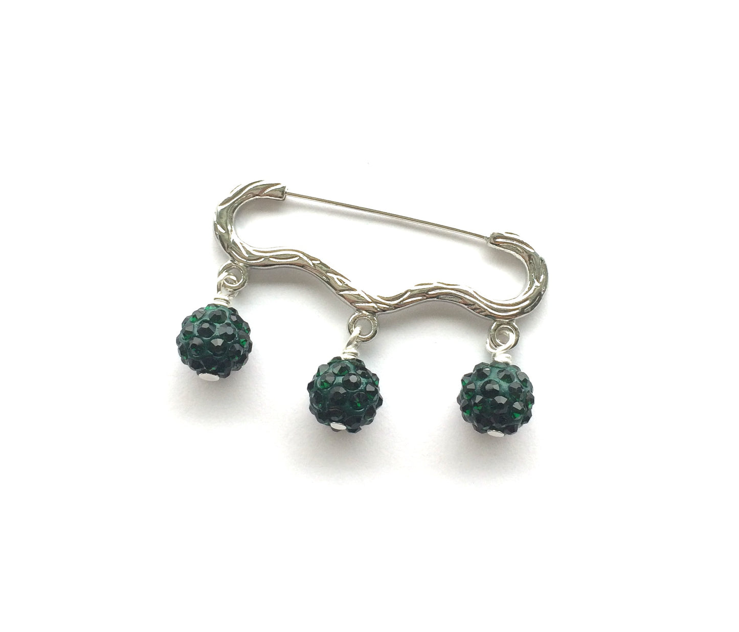 grønn-glitter-sølv-brosje-nål