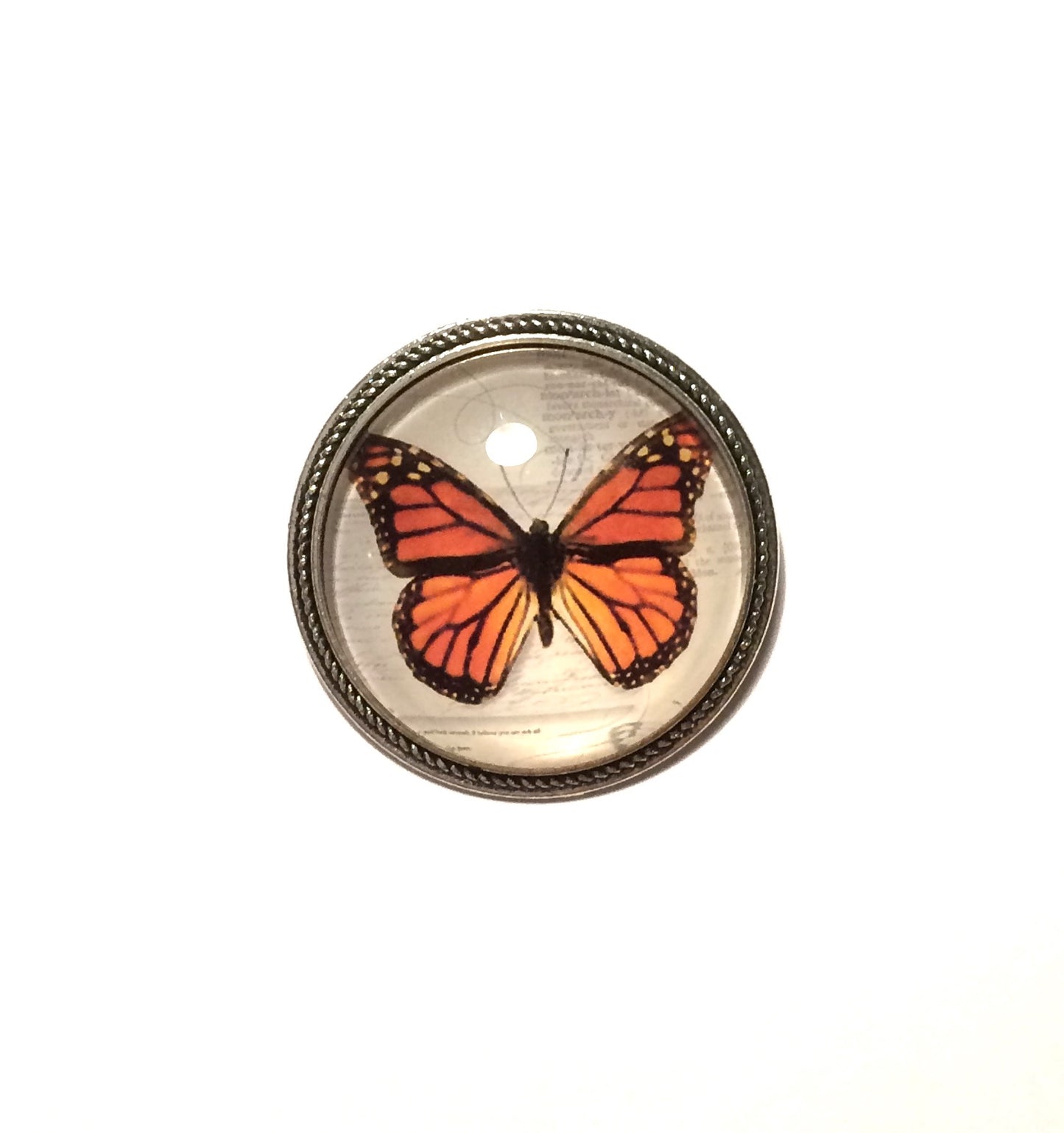 orange-sommerfugl-sølv-brosje-nål