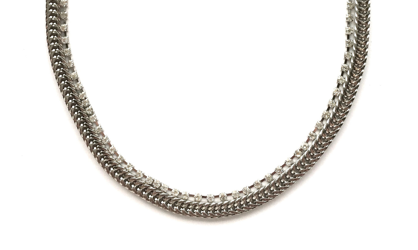 sølv-stål-glitter-smykke-halskjede