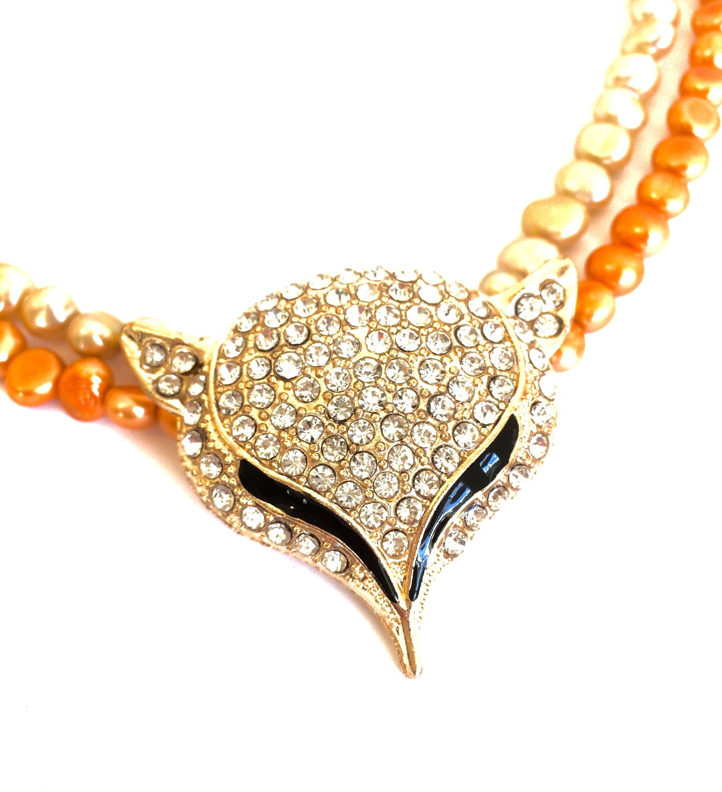 orange-ferskvannsperle-glitter-rev-anheng-gull-smykke-halskjede