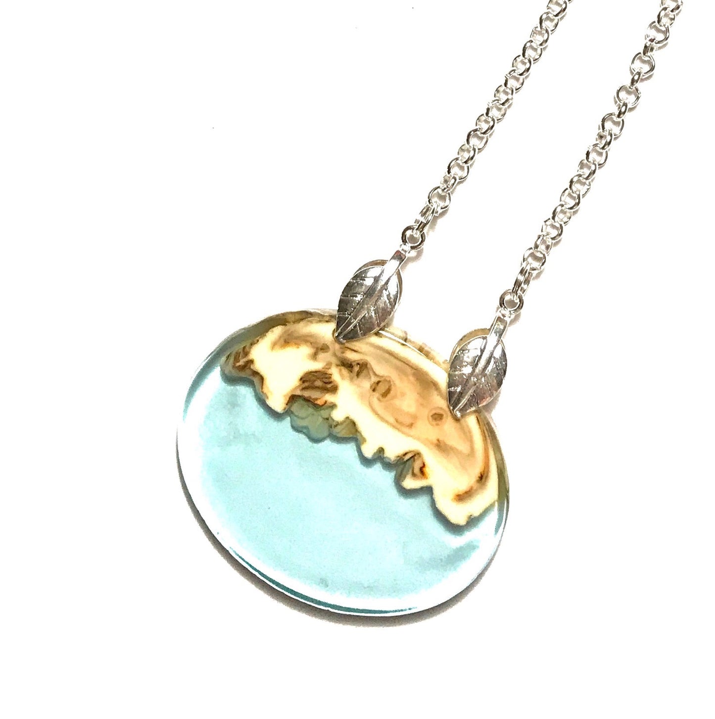 turkis-langt-sølv-smykke-halskjede