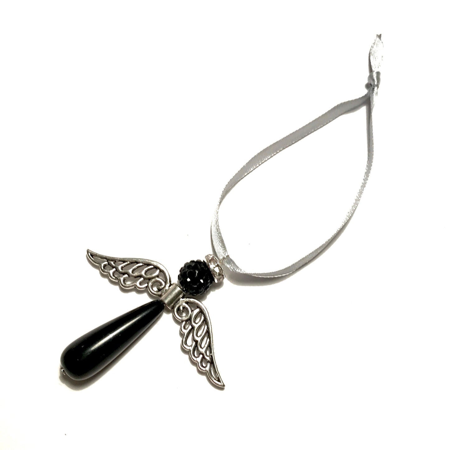 sort-engel-sølv-grå-juletrepynt