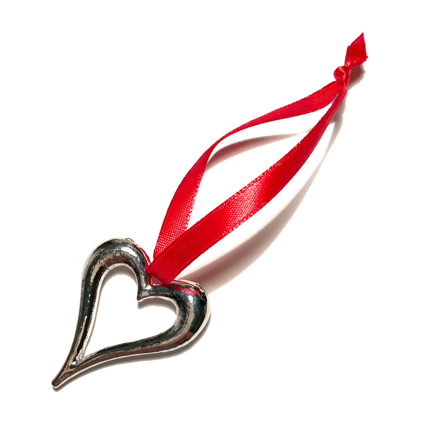 hjerte-sølv-rød-juletrepynt