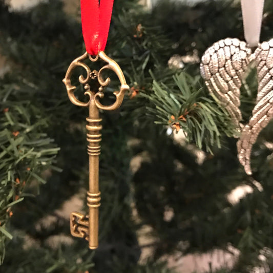 nøkkel-bronse-rød-juletrepynt