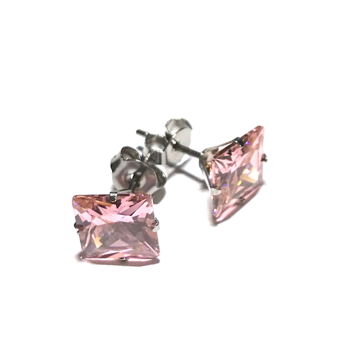 rosa-zirconia-firkantet-stål-øredobber-ørepynt