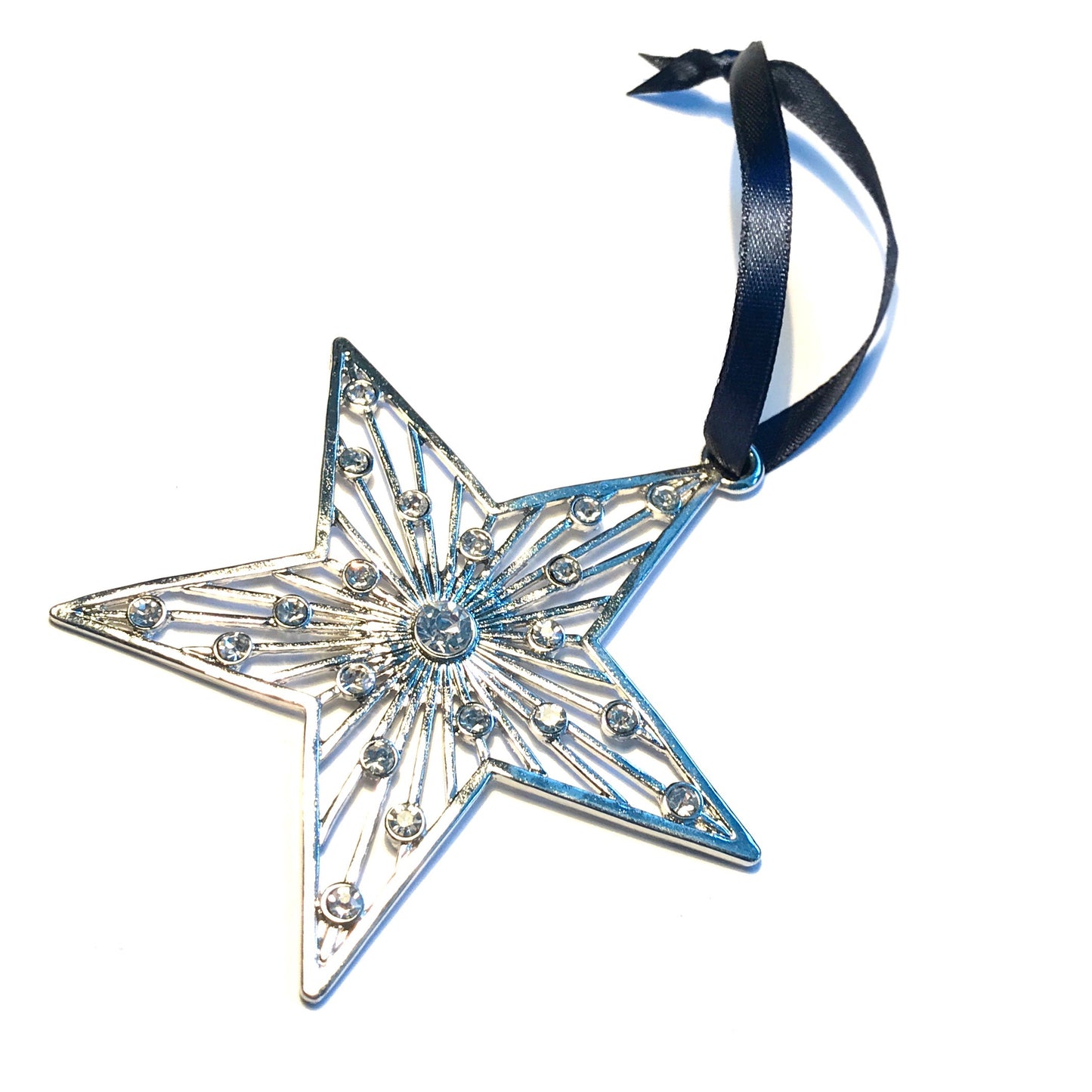 stjerne-sølv-blå-juletrepynt