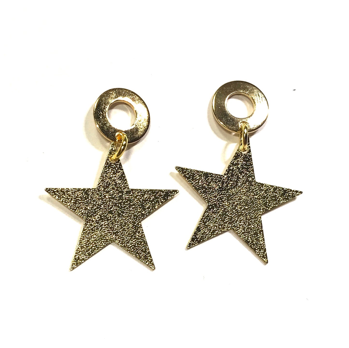 glitter-gull-stål-stjerne-ørepynt-øreanheng-jul
