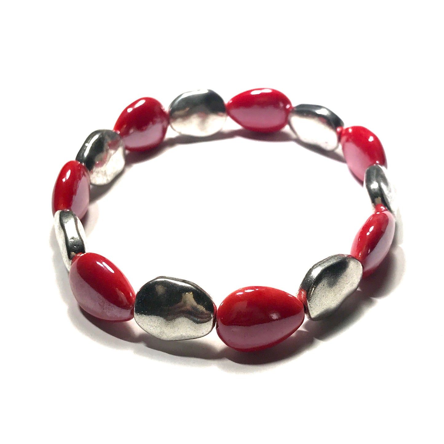 rød-sølv-keramikk-armbånd