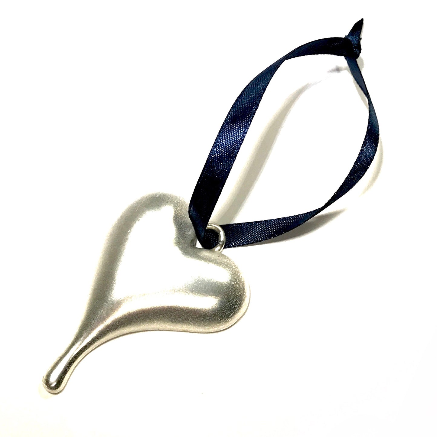 hjerte-matt-sølv-blå-juletrepynt