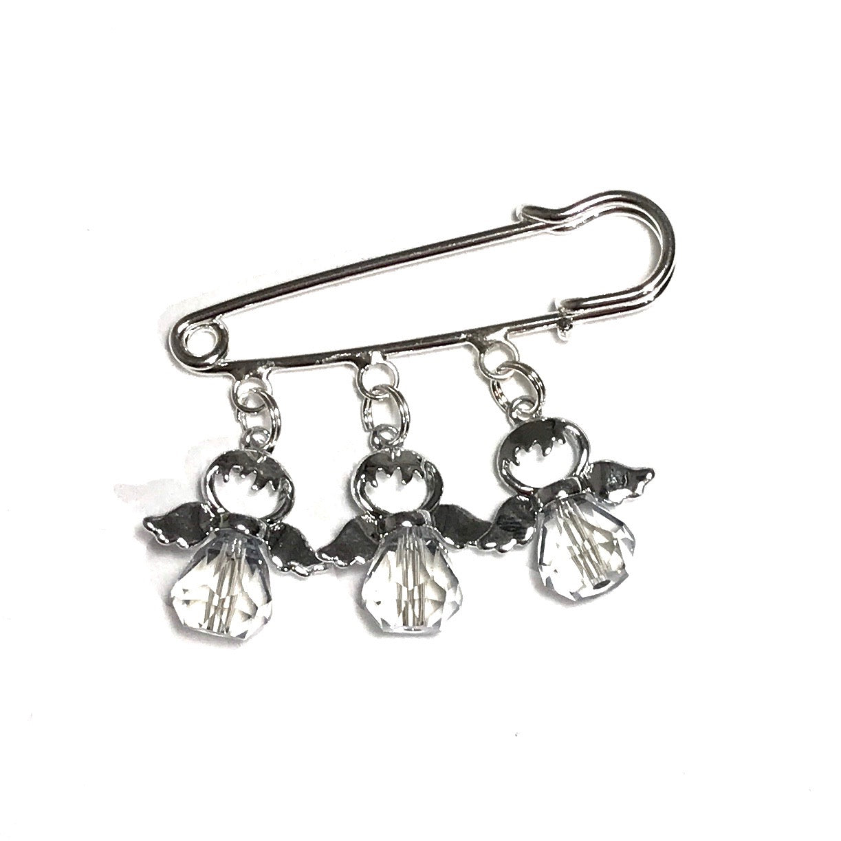 engel-glitter-sølv-brosje-nål