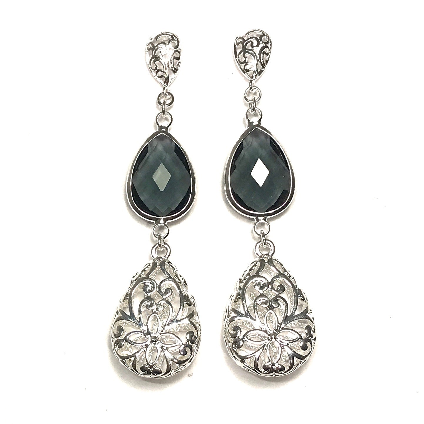 sølv-dråpe-grå-øreanheng-ørepynt