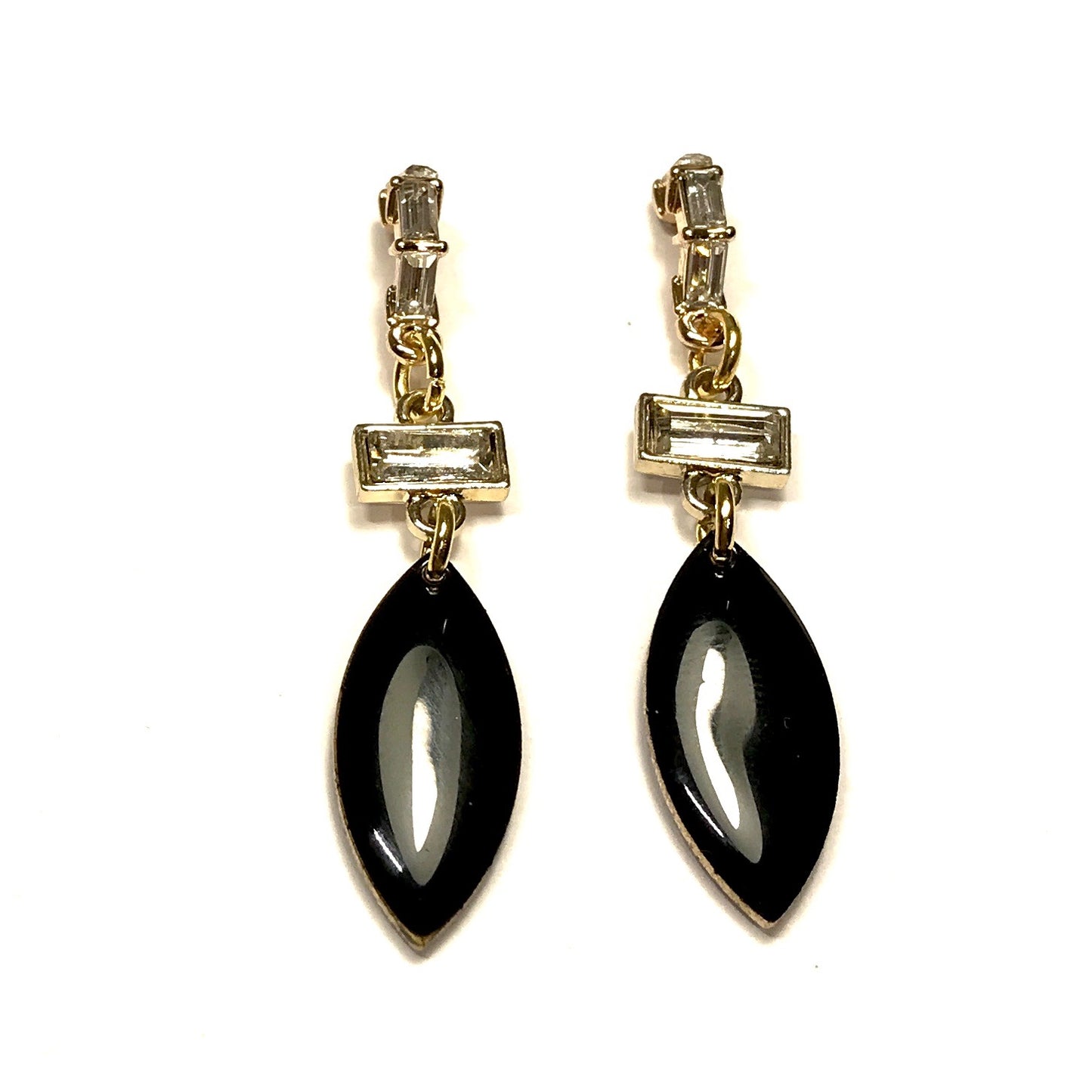 sort-glitter-gull-øreanheng-ørepynt