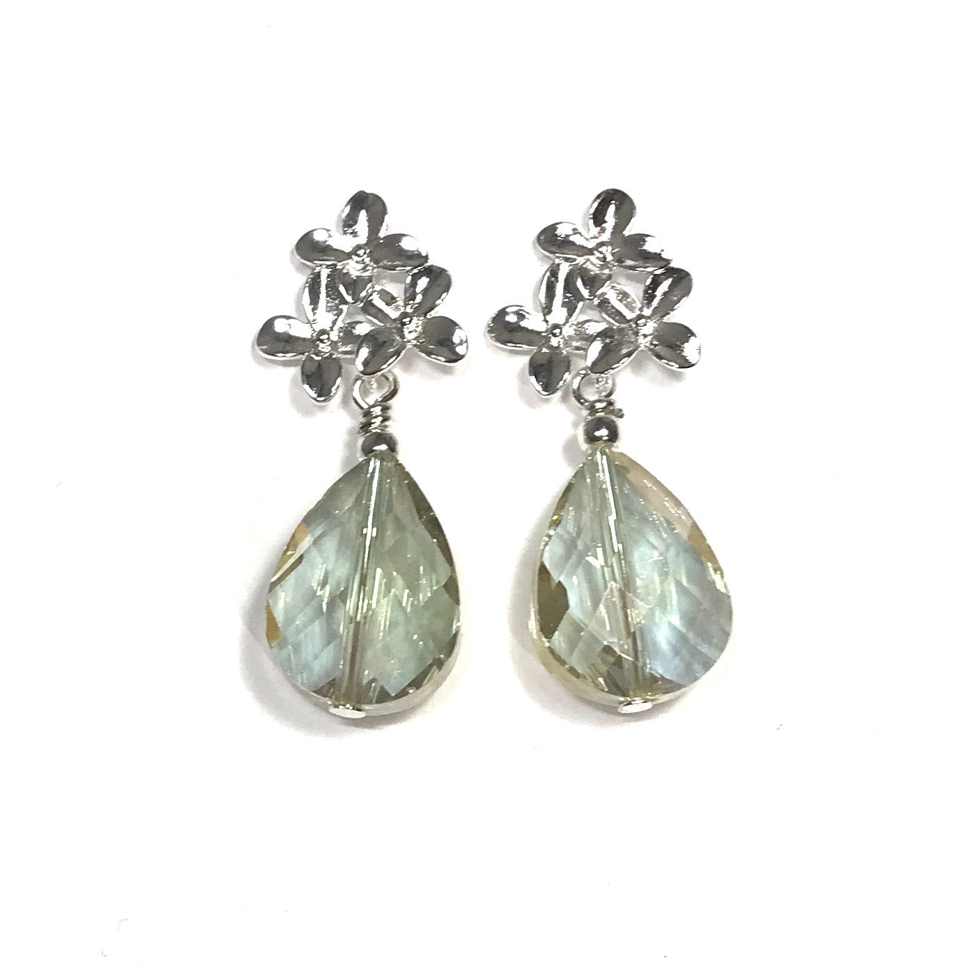 gul-glass-dråpe-sølv-blomst-orkide-øreanheng-ørepynt