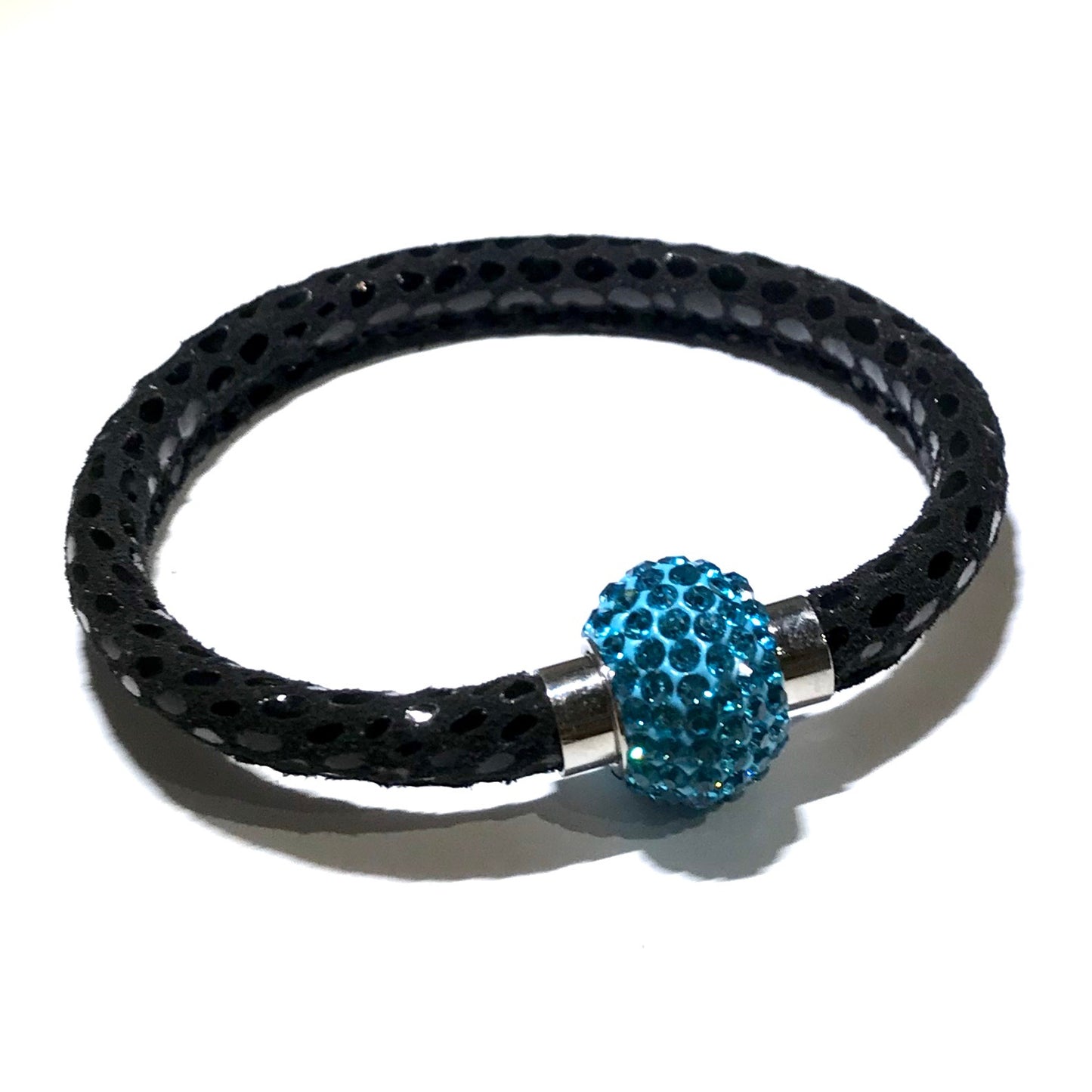 sort-turkis-blå-glitter-magnet-armbånd