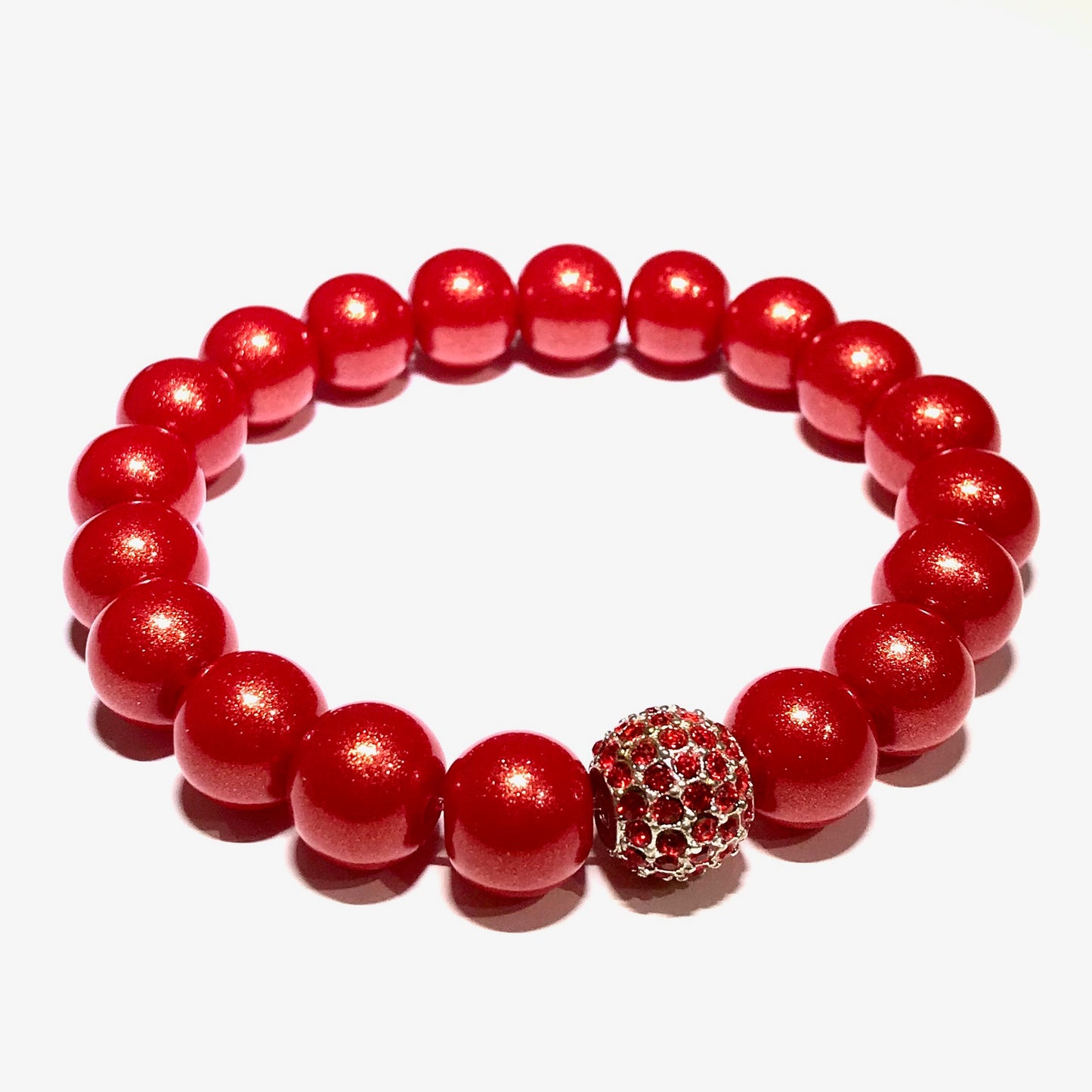 rød-perle-glitter-sølv-armbånd