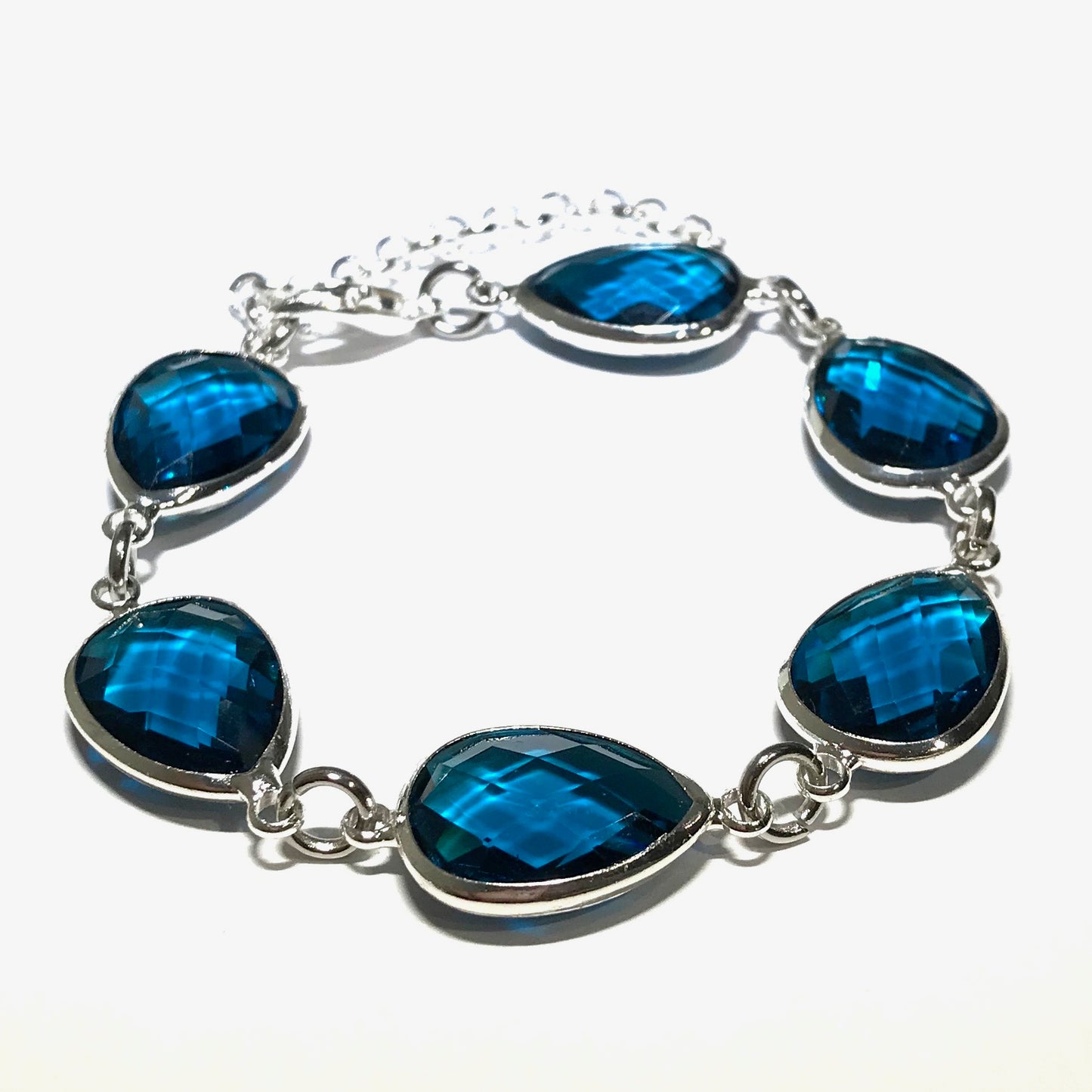 turkis-glass-dråpe-sølv-armbånd