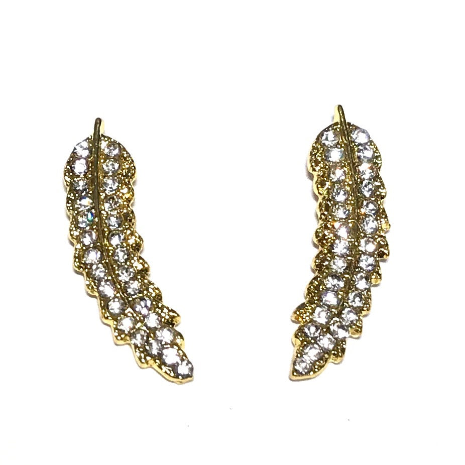 fjær-gull-glitter-øredobber-ørepynt