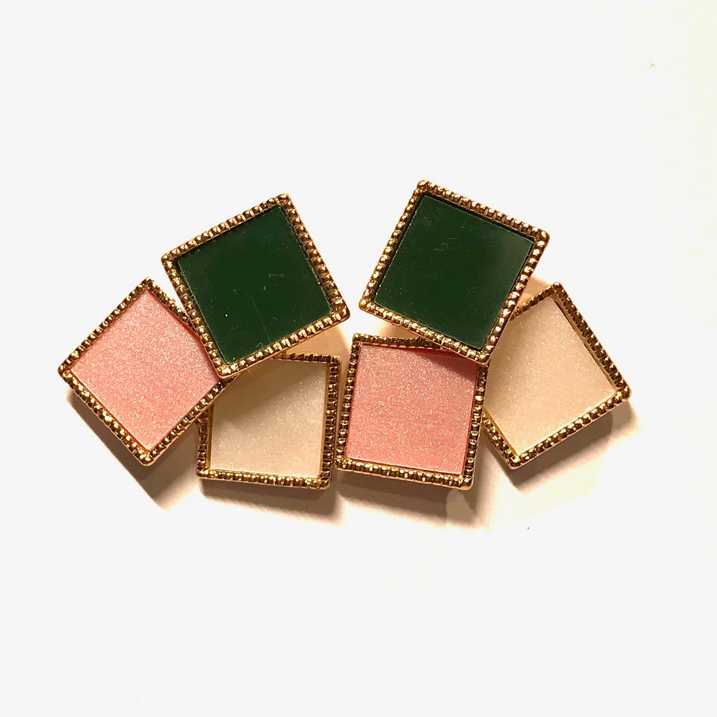 beige-rosa-grønn-gull-geometrisk-stor-øredobber-ørepynt
