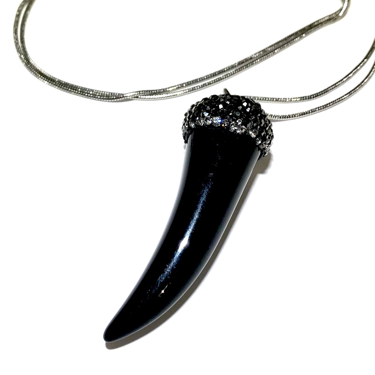 sort-tann-glitter-sølv-smykke-halskjede