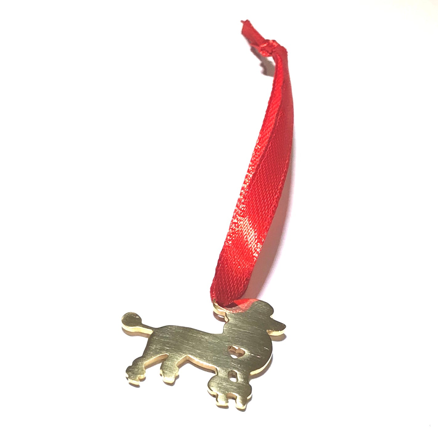 puddel-hund-gull-rød-juletrepynt