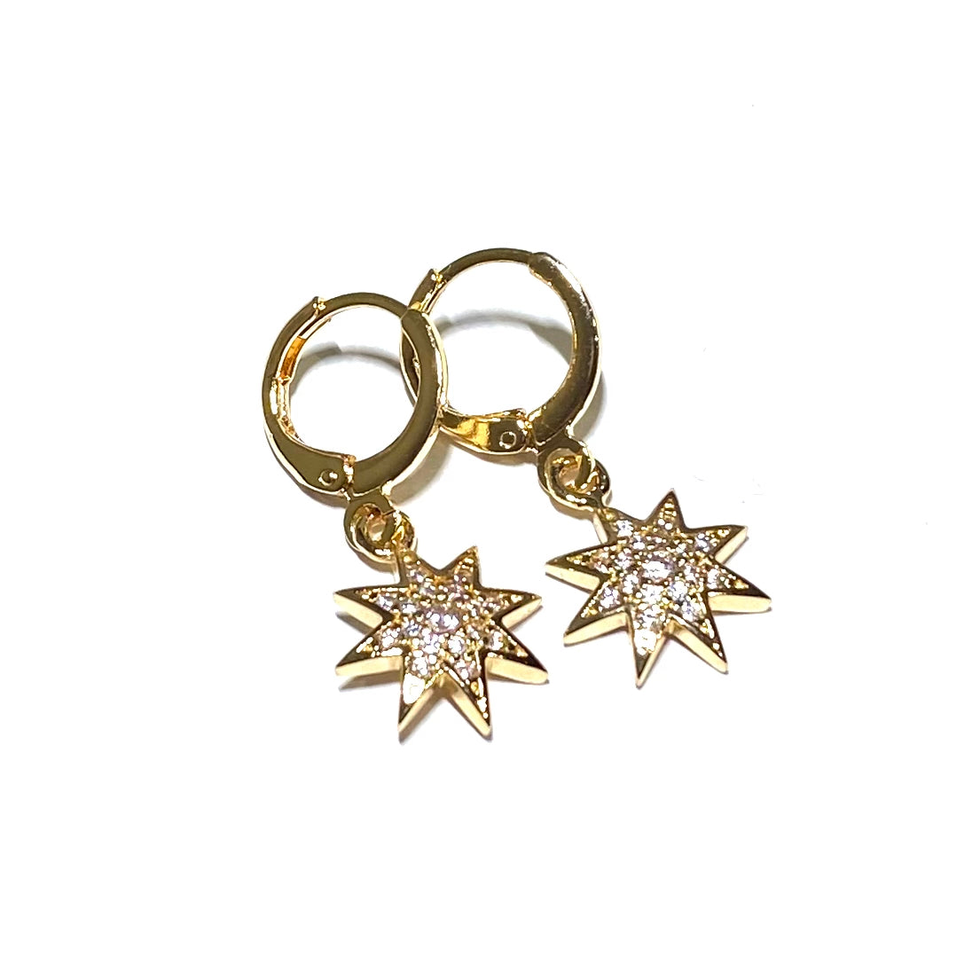gull-stjerne-glitter-bling-øreringer-ørepynt-øreanheng
