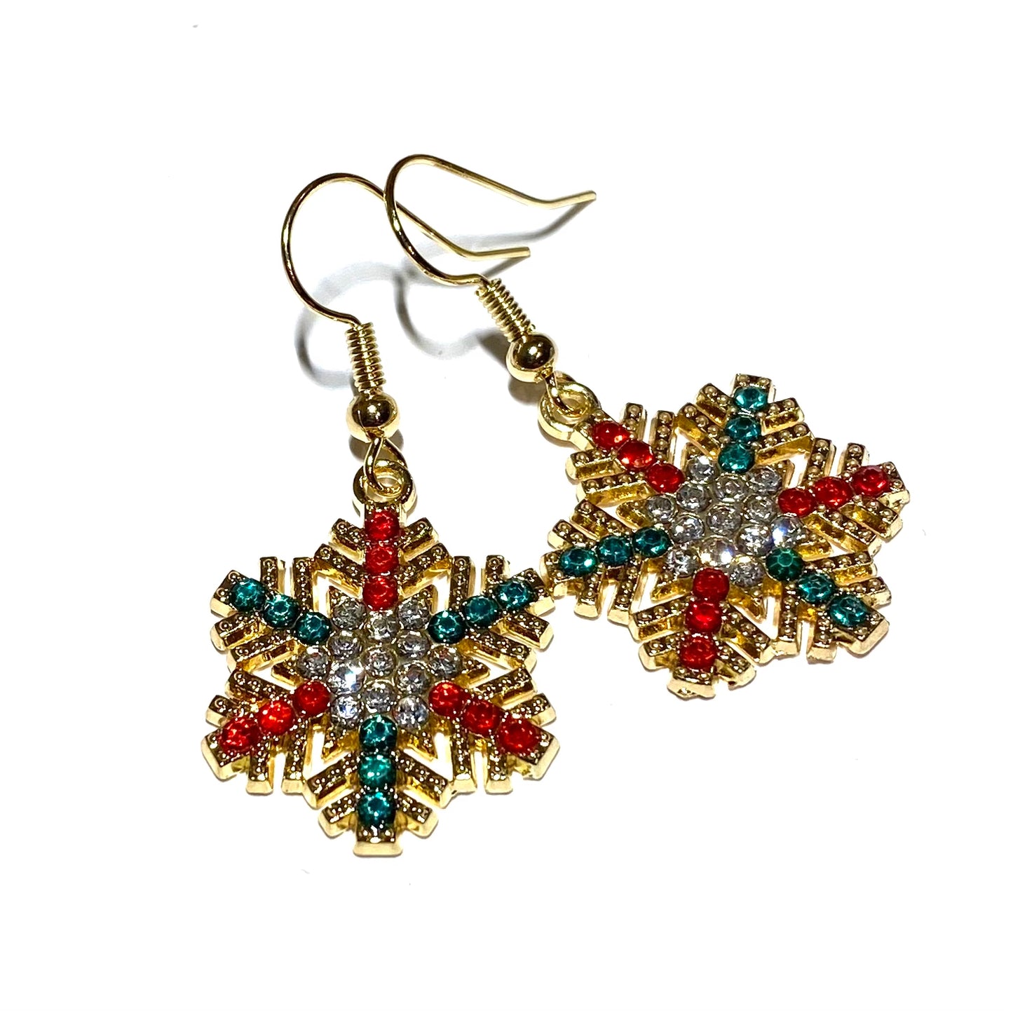 gull-snøkrystall-jul-ørepynt-øreanheng