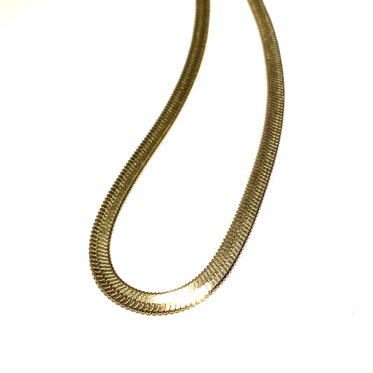 gull-stål-flat-lenke-smykke-halskjede