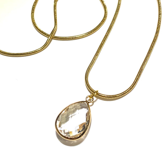gull-stål-dråpe-smykke-halskjede