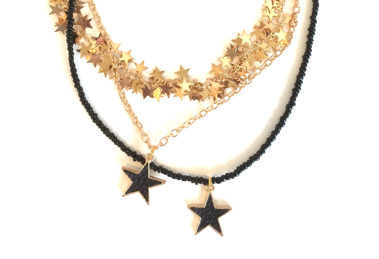 gull-stjerne-sort-smykke-halskjede-jul