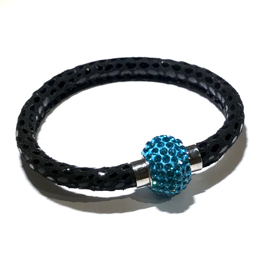 sort-turkis-blå-glitter-magnet-armbånd