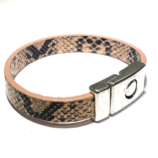 brun-slange-sølv-magnet-armbånd