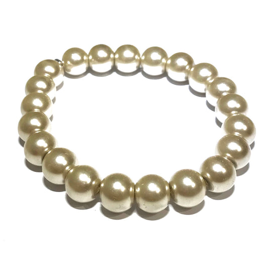 brun-beige-perle-sølv-armbånd