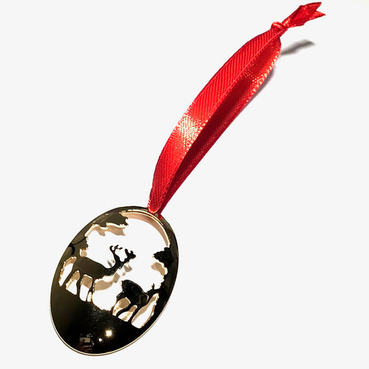 hjort-reinsdyr-gull-stål-rød-juletrepynt