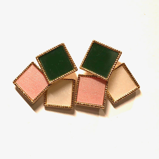 beige-rosa-grønn-gull-geometrisk-stor-øredobber-ørepynt