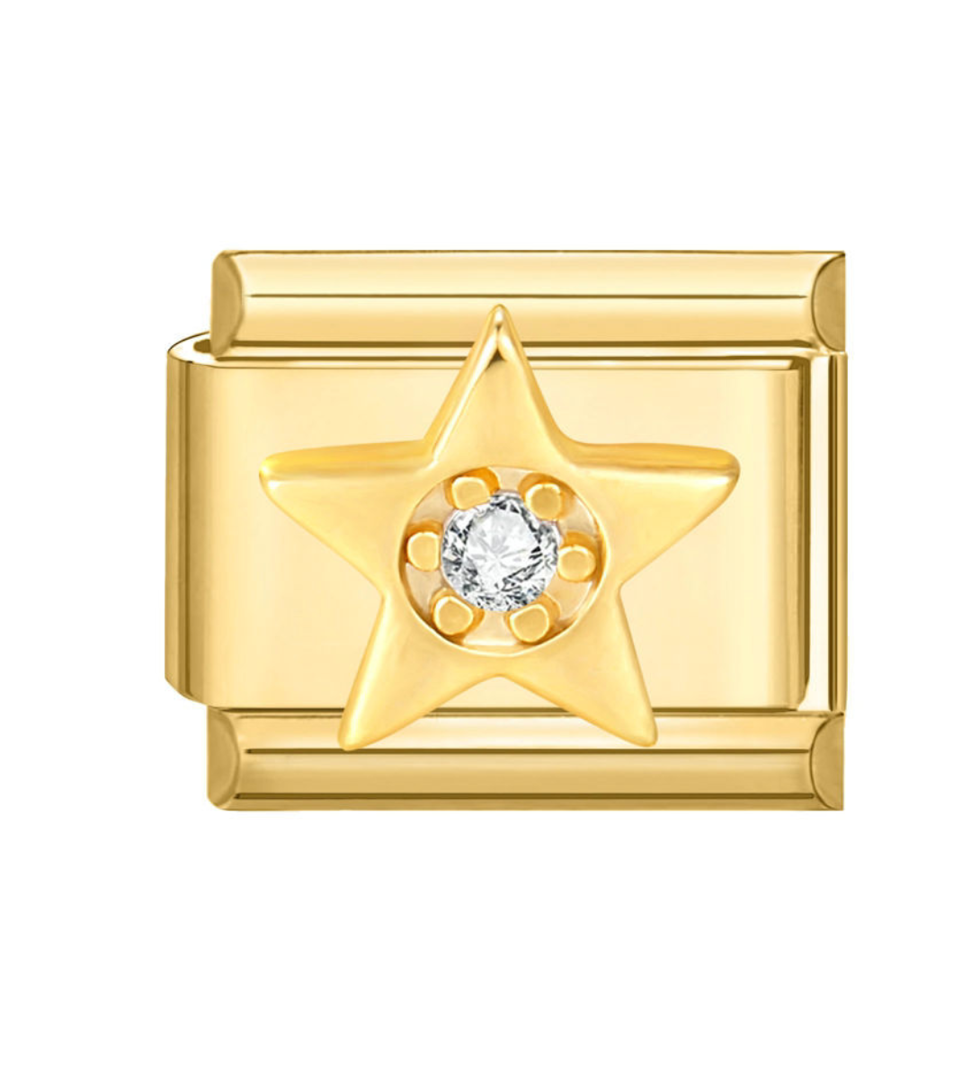 3955_cd Charm med rhinsten og stjerne